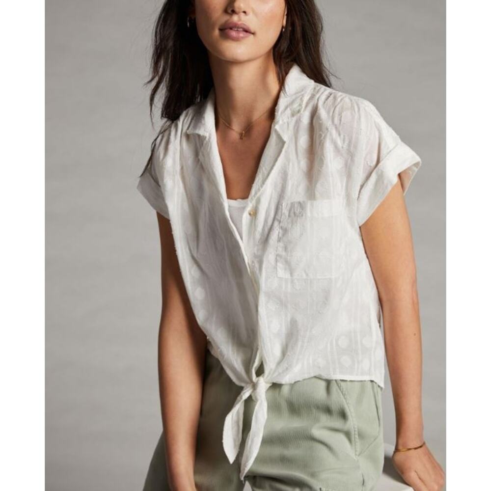 NWT! ANTHROPOLOGIE Pilcro The Cammie‎ Surf Blouse WHITE/SMALL